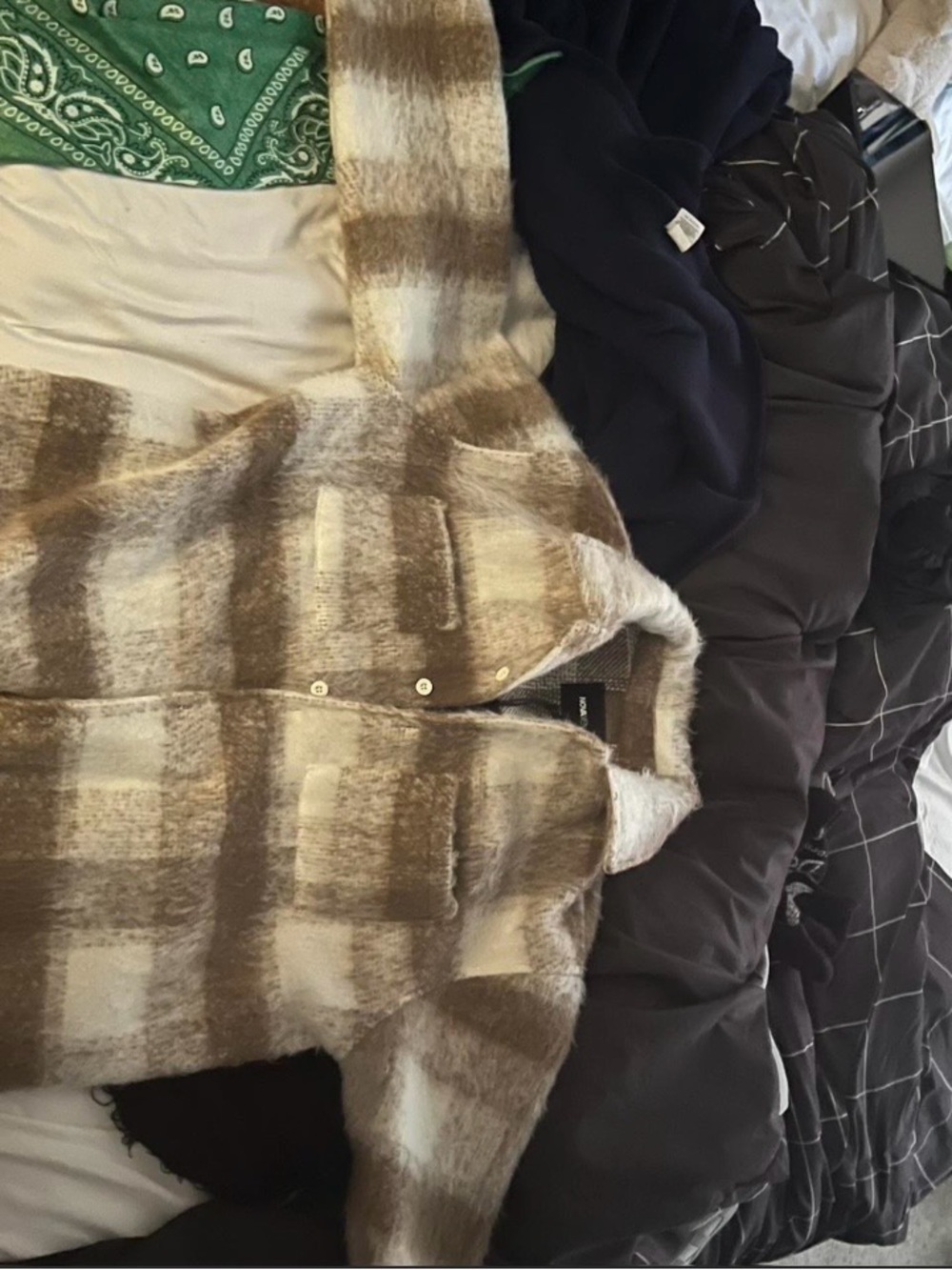 Vans Cream & Brown Plaid Teddy Shacket